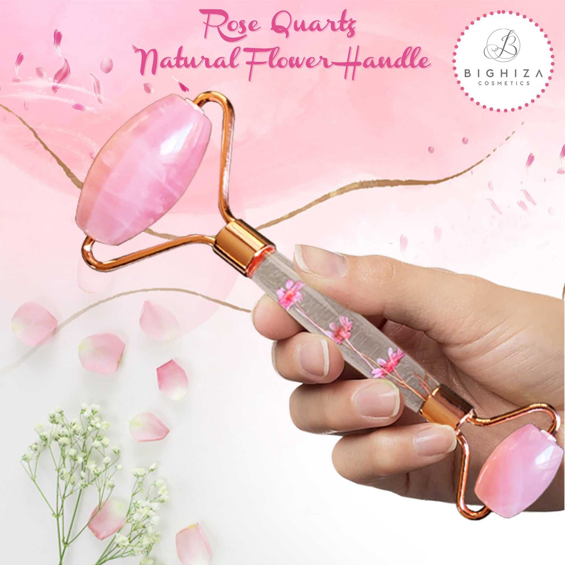 Gua Sha Face Roller Tool Set Pink Rose Quartz Jade Roller and Gua Sha Face Roller Tool Set