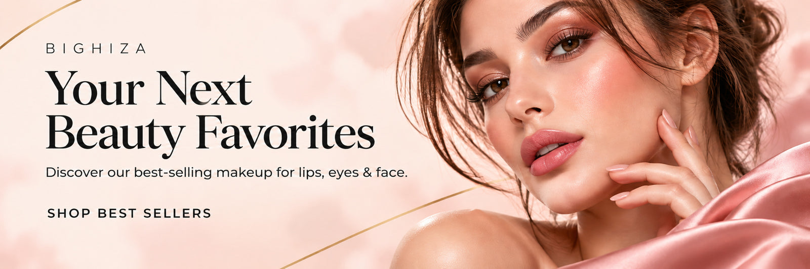 BIGHIZA beauty favorites banner with a model portrait