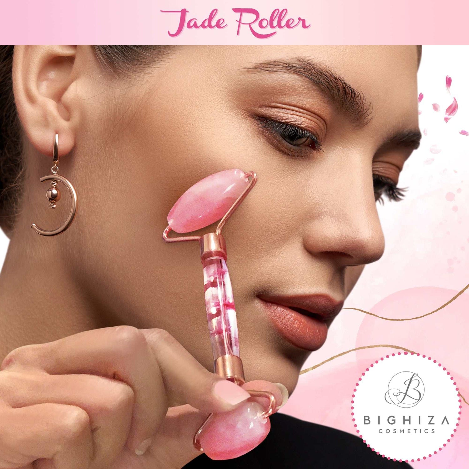 Gua Sha Face Roller Tool Set Pink Rose Quartz Jade Roller and Gua Sha Face Roller Tool Set